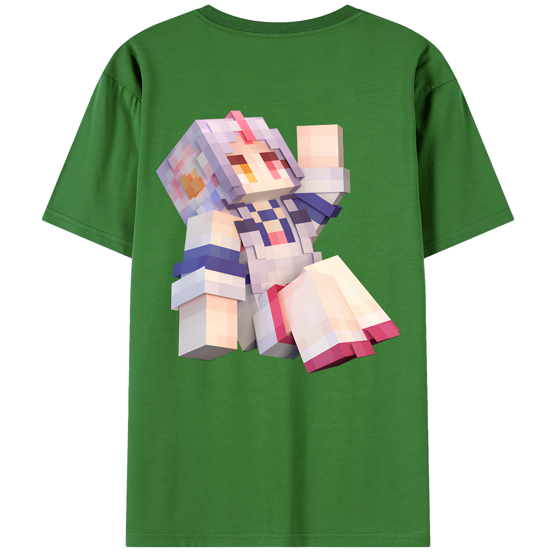 （画像用） マインクラフト ブロックの世界 Minecraft MC Block world レディース半袖Tシャツ(バックプリント)